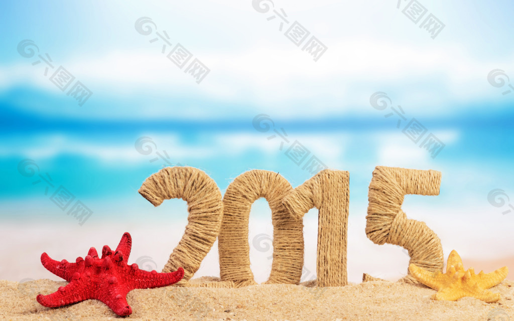 告别2015沙滩背景图