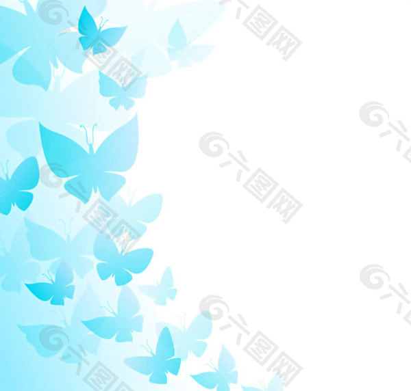 蓝色蝴蝶装饰背景矢量素材下载