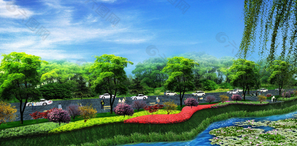 玉坎河道景观图图片