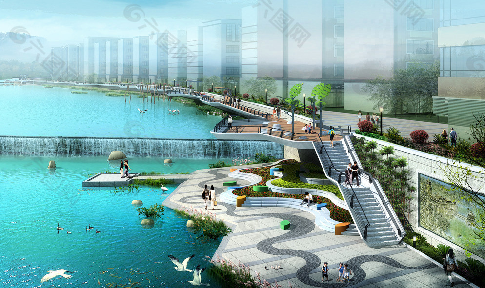 滨水景观设计河道图片