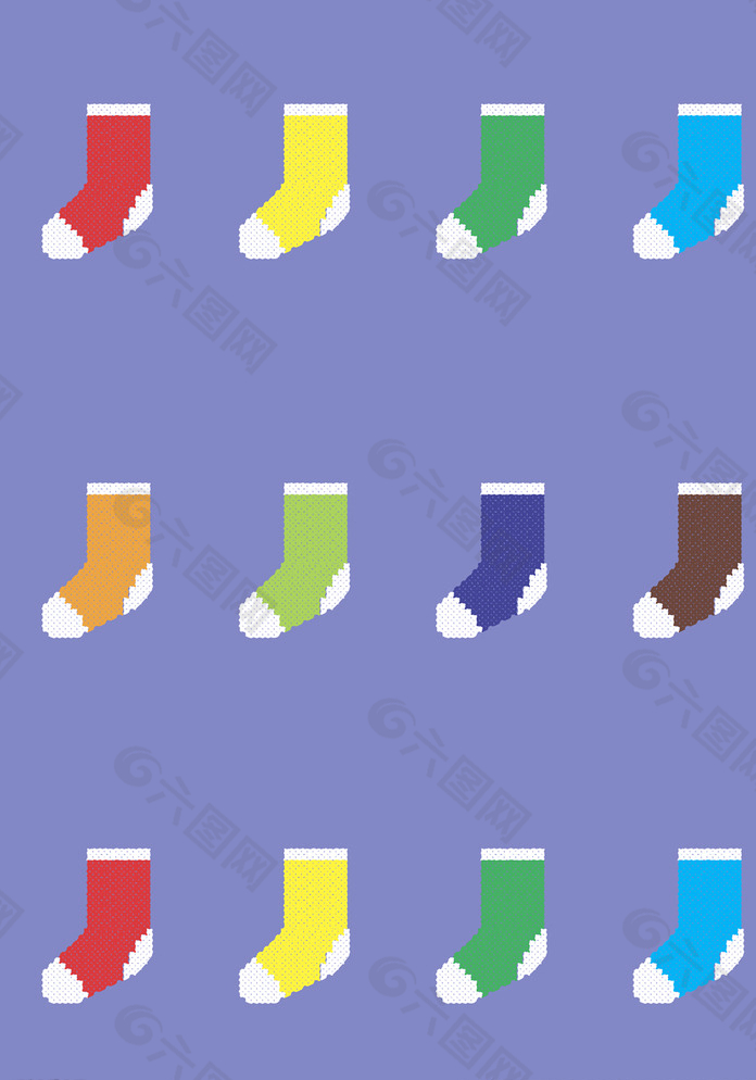 彩色袜子 像素点画 卡通袜子图片