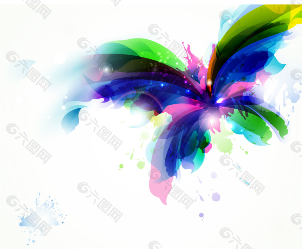 唯美的七彩色蝴蝶图片