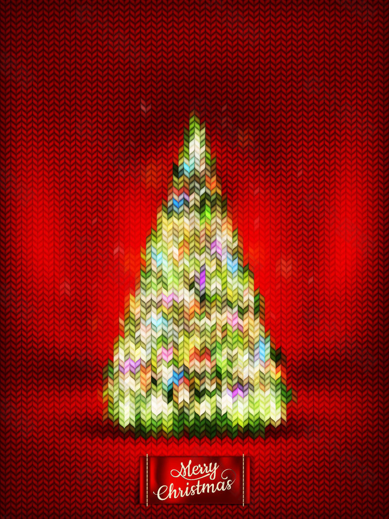抽象霓虹圣诞树矢量素材EPS