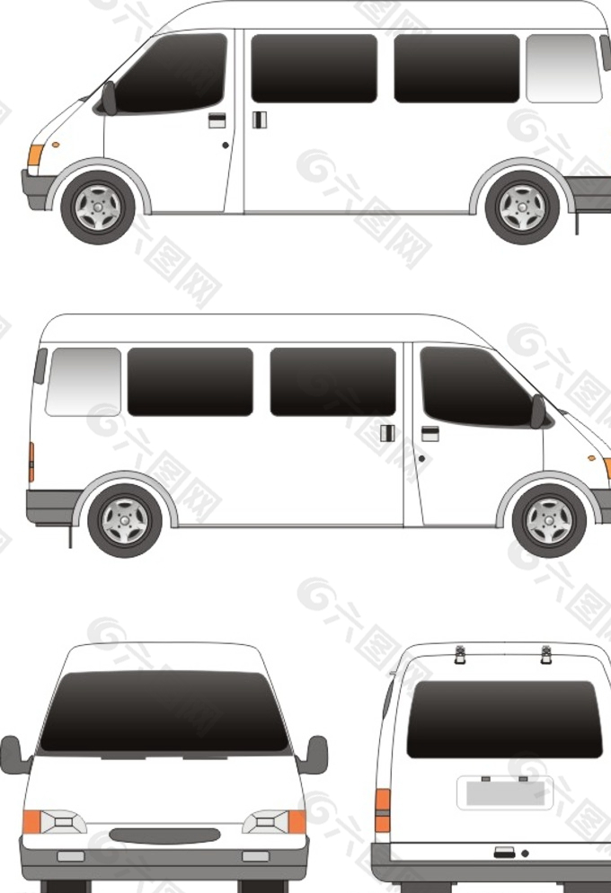 面包车汽车矢量素材银色图片