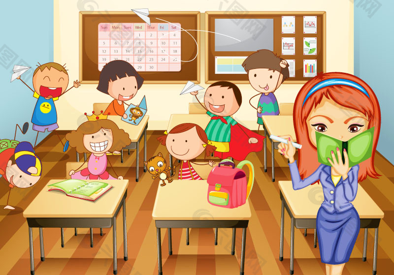 卡通教室插画矢量素材平面广告素材免费下载 图片编号 六图网