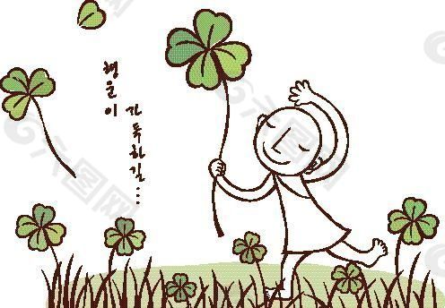 卡通儿童插画 矢量漫画儿童_861