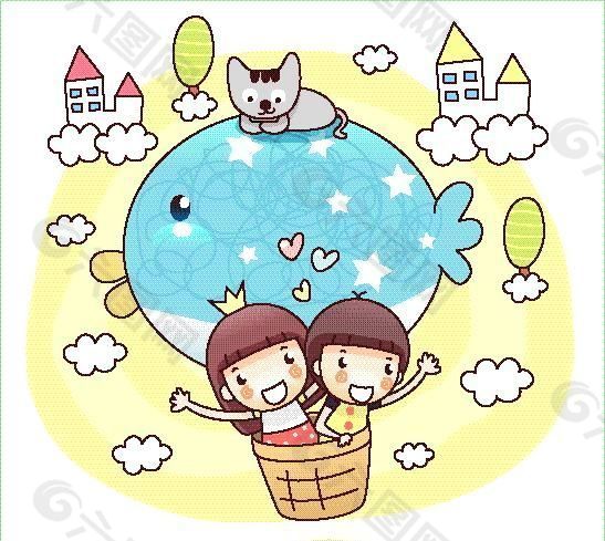 卡通儿童插画 矢量EPS_595