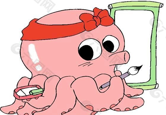 章鱼 海洋动物 卡通动物 日本矢量素材 ai格式_09