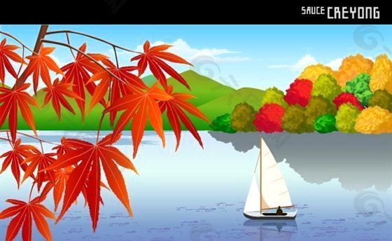 韩国自然风景 秋天风景素材 矢量 AI格式_0156