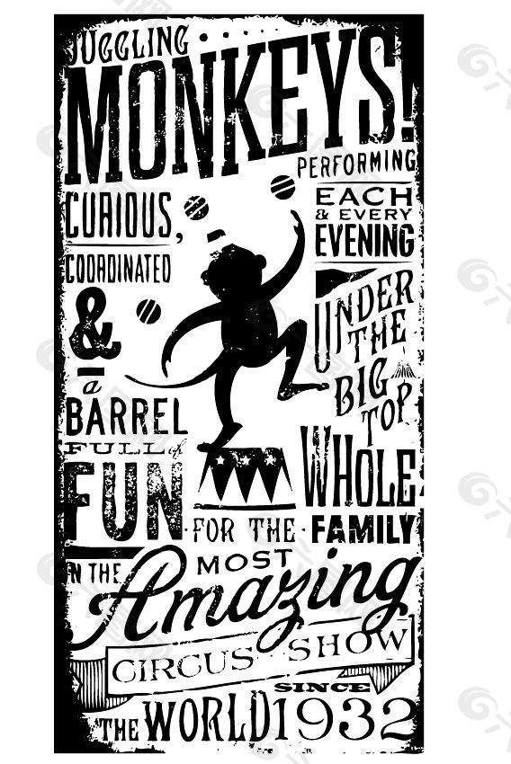 海报 猴子 字母
