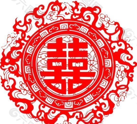 0007_双喜字 囍 吉祥图案 剪纸 矢量AI