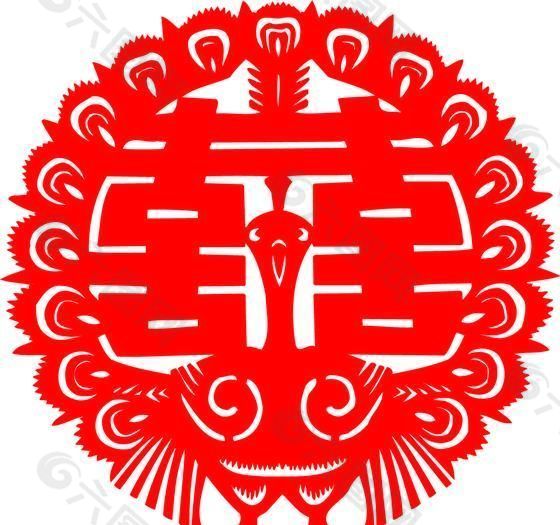 0023_双喜字 囍 吉祥图案 剪纸 矢量AI