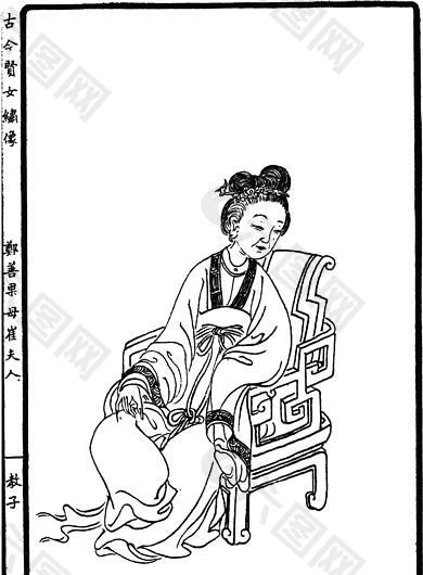 古版人物 木刻版画 中国传统文化_047