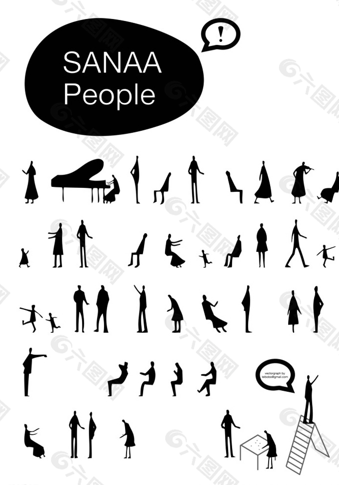 SANAA常用人物分析矢量图图片