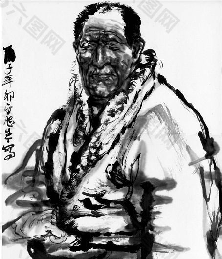 写意肖像 现代人物 国画_0197