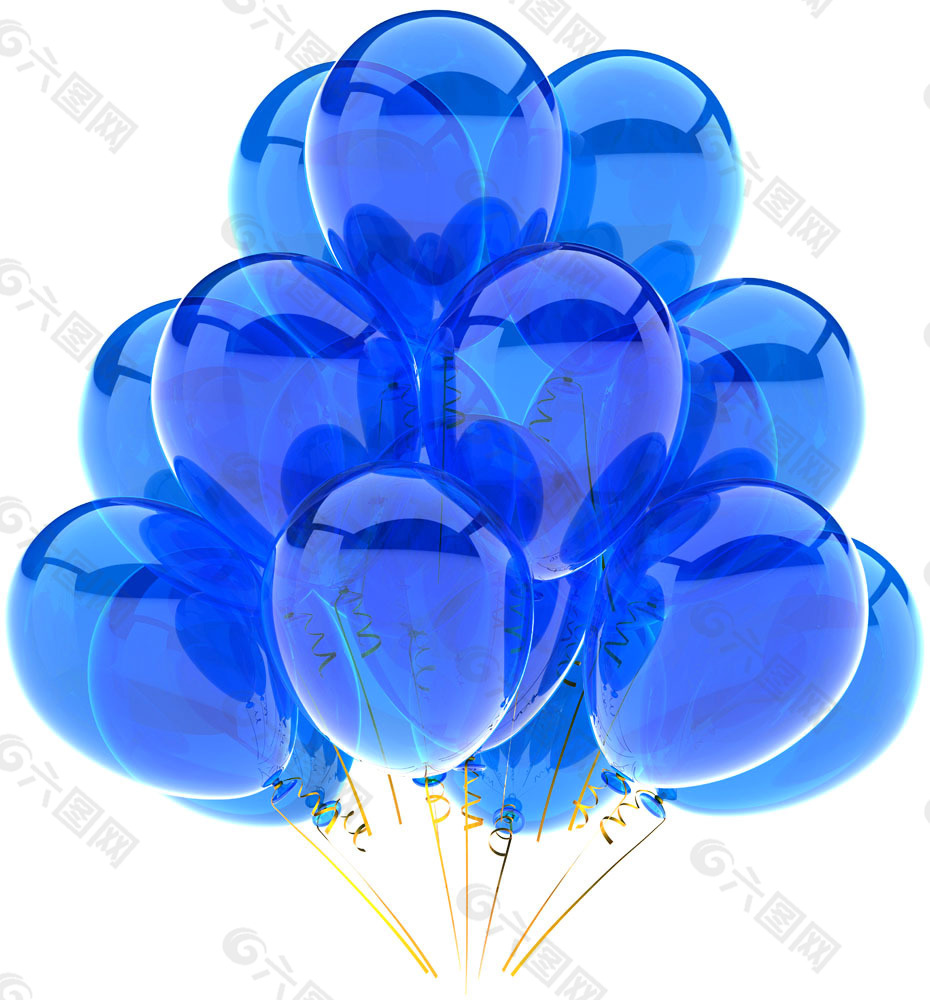蓝色氢气气球图片素材