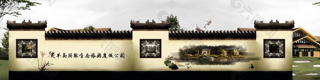 房地产围墙广告图片 围墙效果图背景图