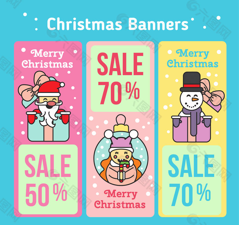 卡通圣诞节促销banner