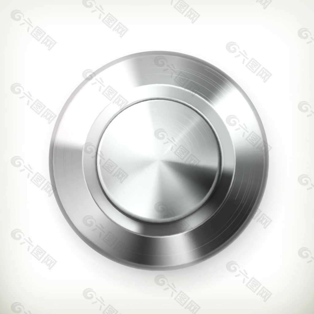 逼真质感铝制金属圆形按钮EPS