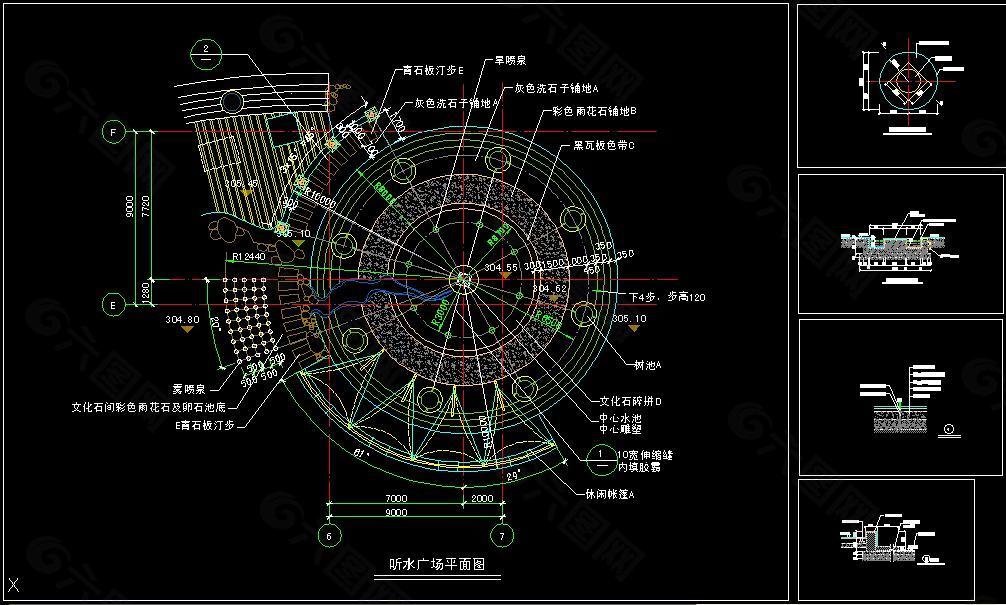 公園噴泉平面施工圖裝飾裝修素材免費下載(圖片編號:5816938)-六圖網