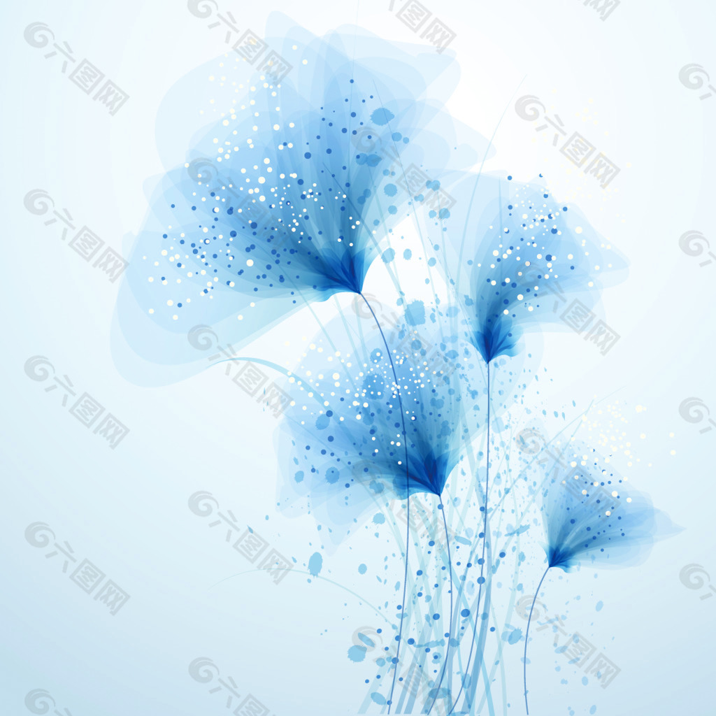 装饰画 炫彩蓝色花卉
