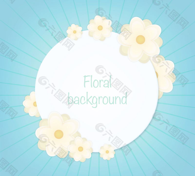花朵装饰圆形标签背景矢量素材