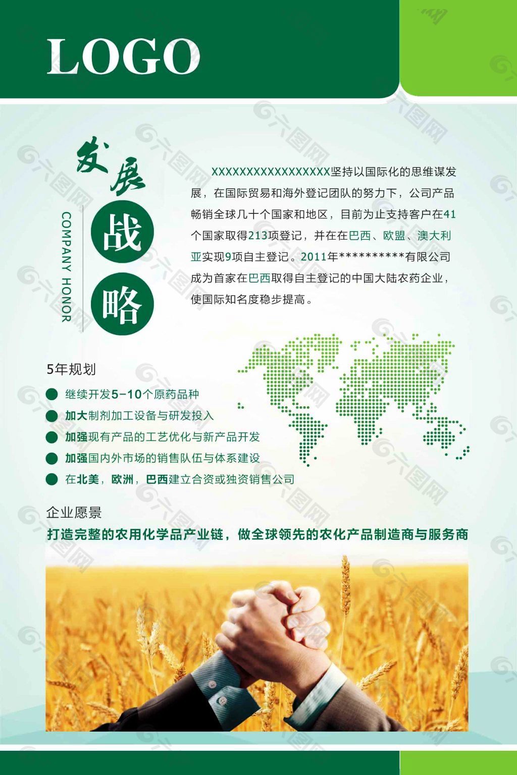 发展战略 海报 绿色 农业 公司展板