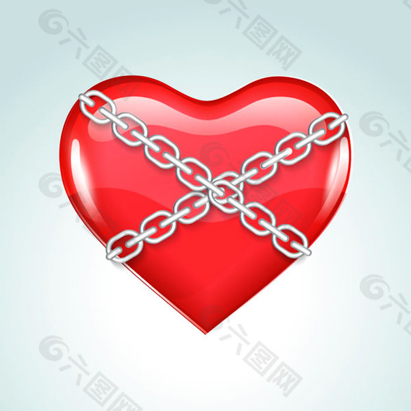 创意铁链捆住的爱心矢量素材下载