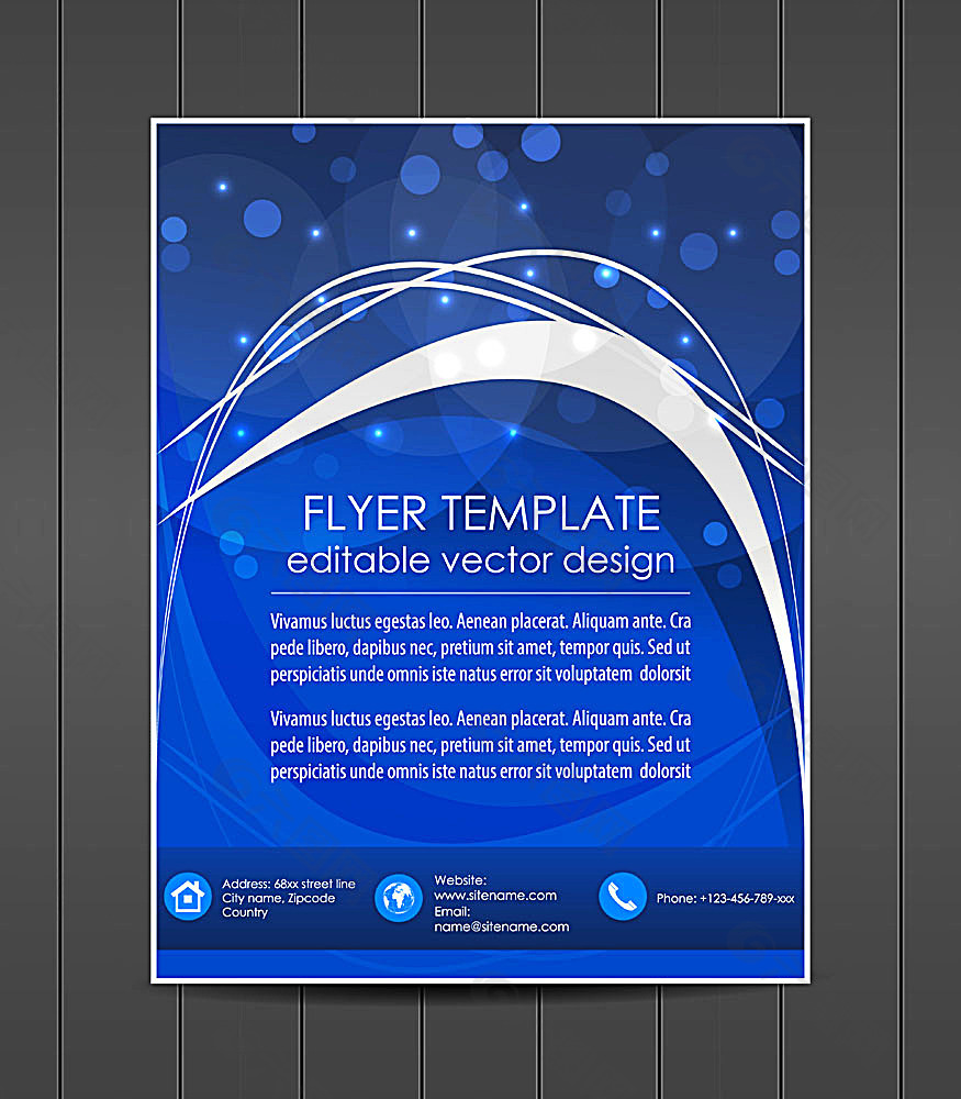 动感线条蓝色传单背景