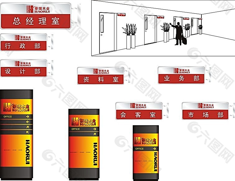 公司导视牌门牌矢量素材