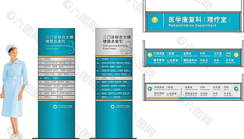 医院导视牌模板素材设计元素素材免费下载(图片编号:5881105-六图网