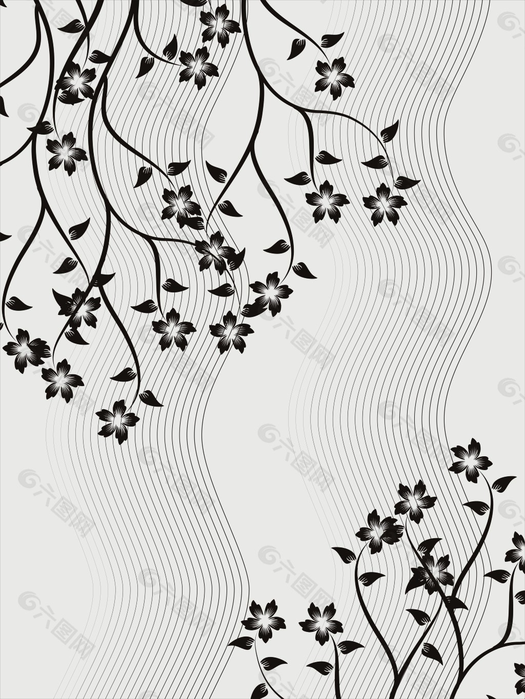 小野花与线条组合移门图案装饰素材免费下载(图片编号:5881679)_六