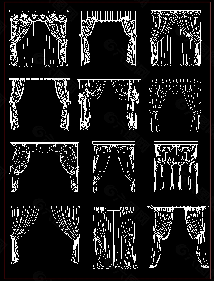 cad窗帘样式图12款