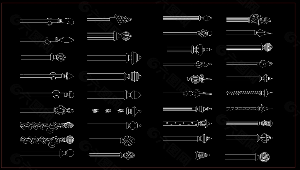 cad窗帘杆素材图