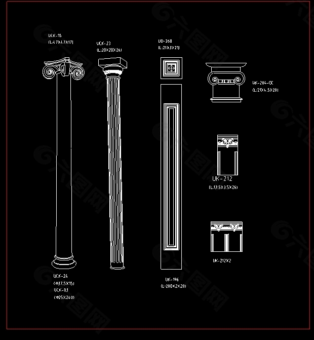 cad罗马柱素材图