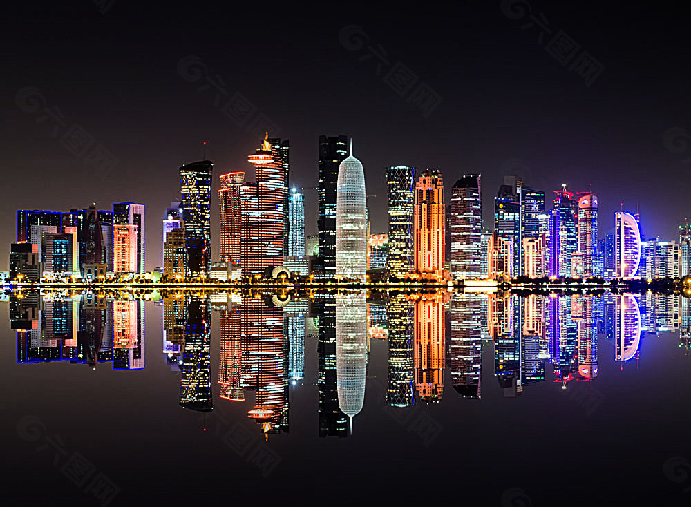 迪拜高楼夜景