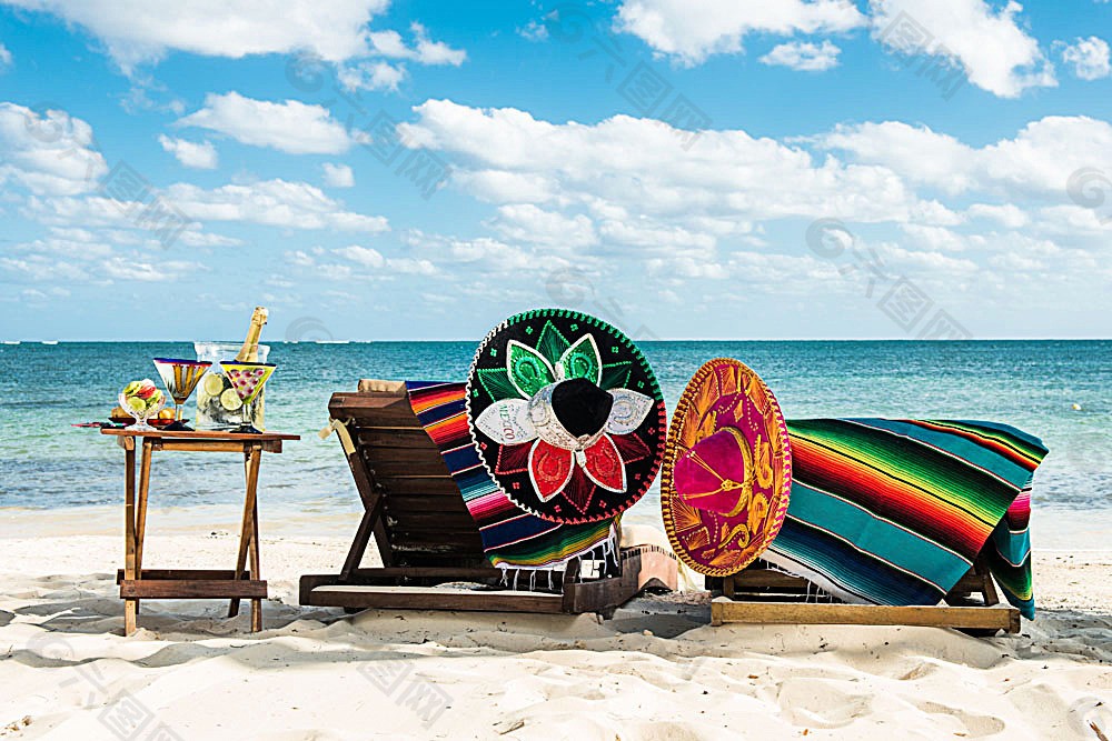 沙滩上的太阳椅
