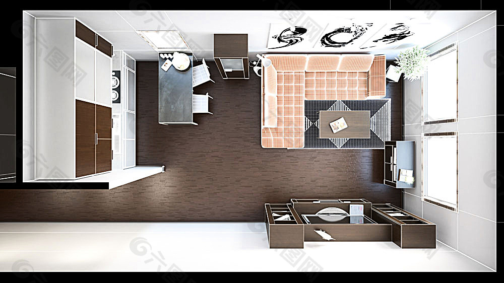 小户型格局3D立体图