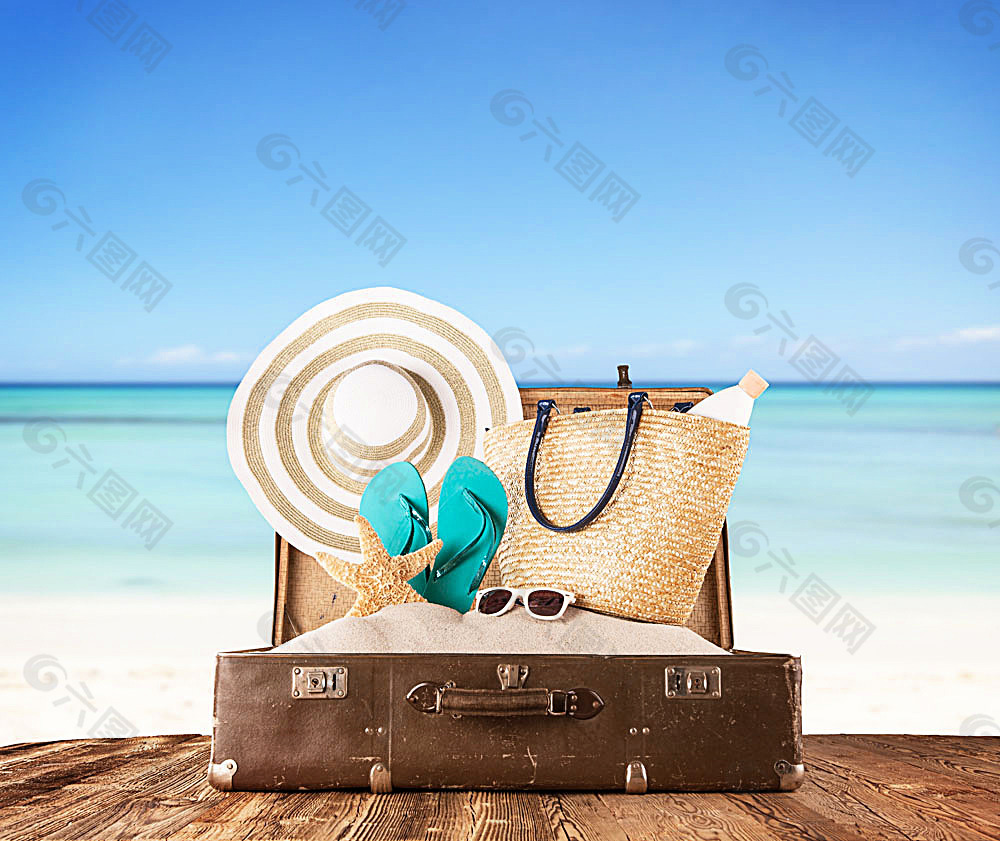 沙滩旅行箱与旅行用品