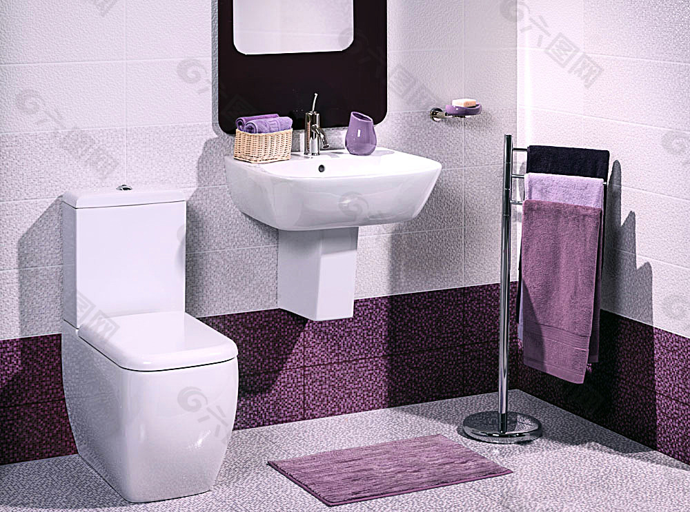 紫色风格洗手间装修设计
