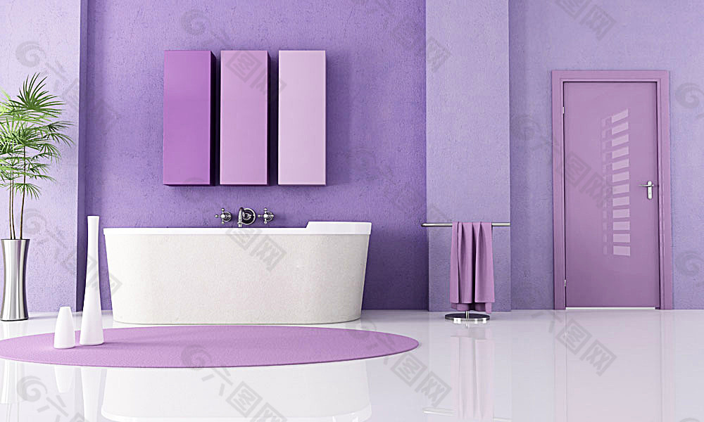 浪漫紫色浴室装潢设计装饰装修素材免费下载 图片编号 六图网