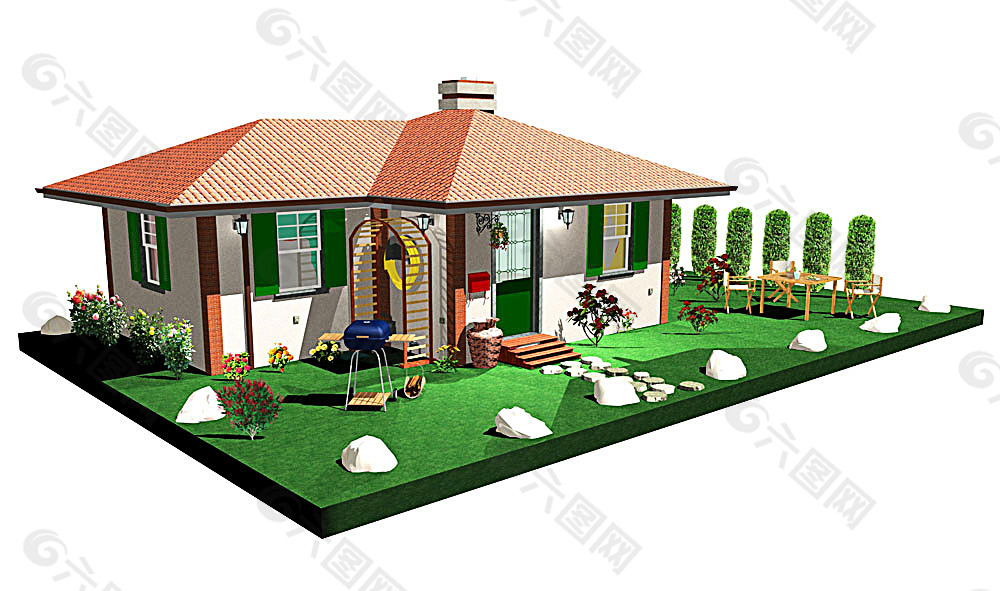 3D绿色环保房子模型