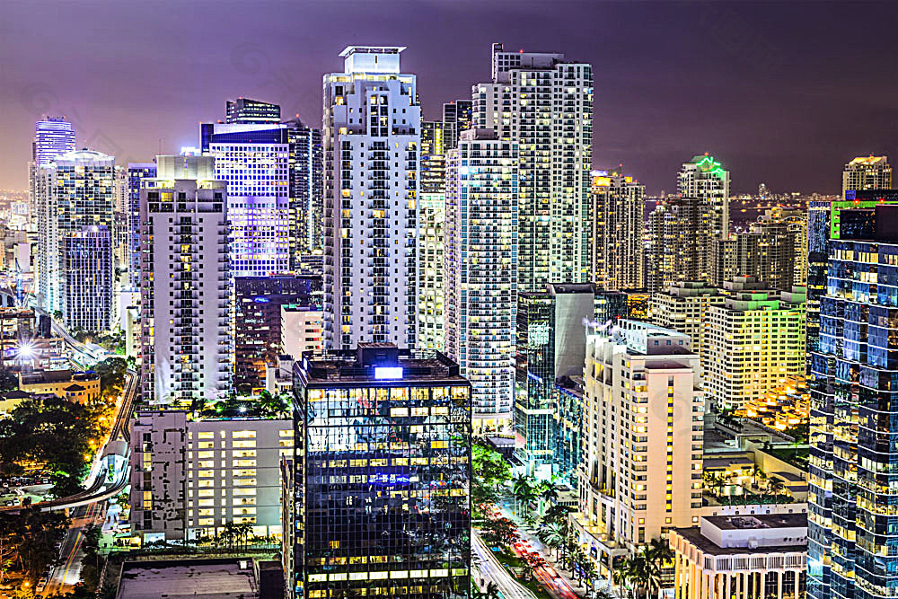 鸟瞰城市夜景