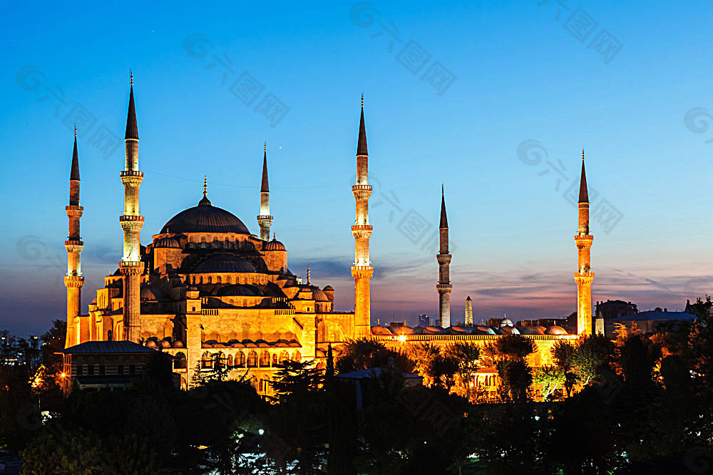 美丽的清真寺夜景