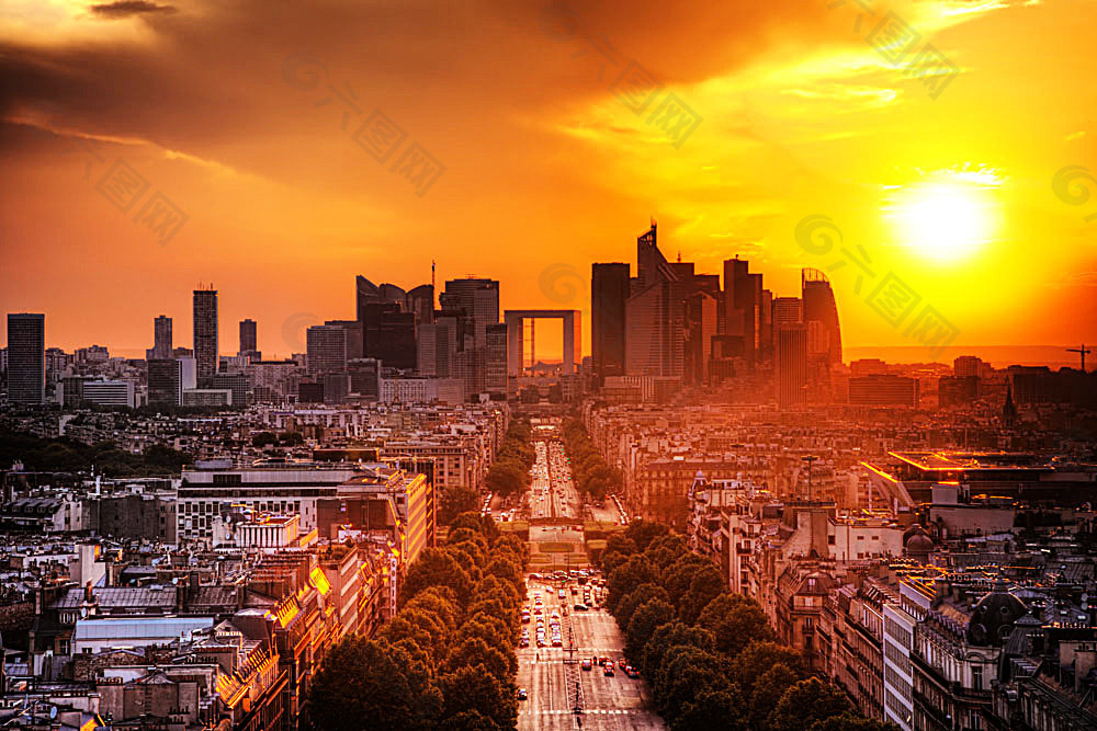 黄昏巴黎风景