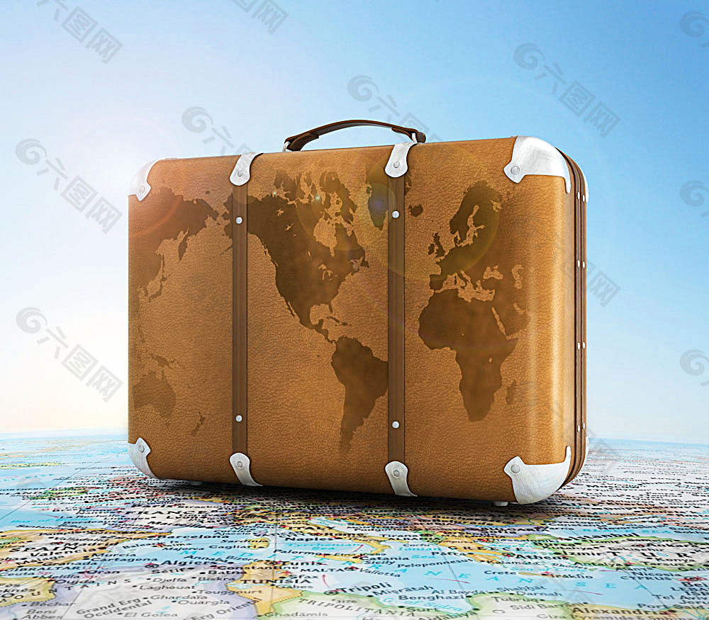 行李箱与世界地图