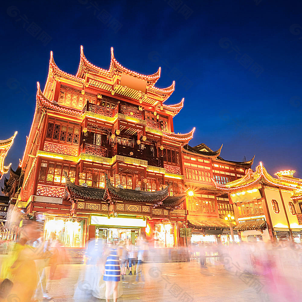 夜晚的中国古代建筑