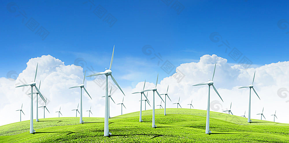 草地上的风力发电机