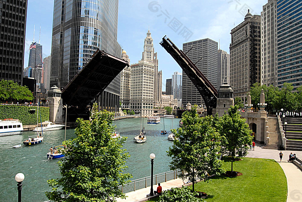 城市河流桥梁风景