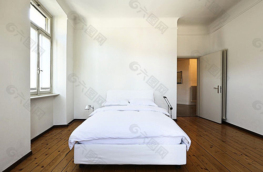 简洁白色大床卧室效果图